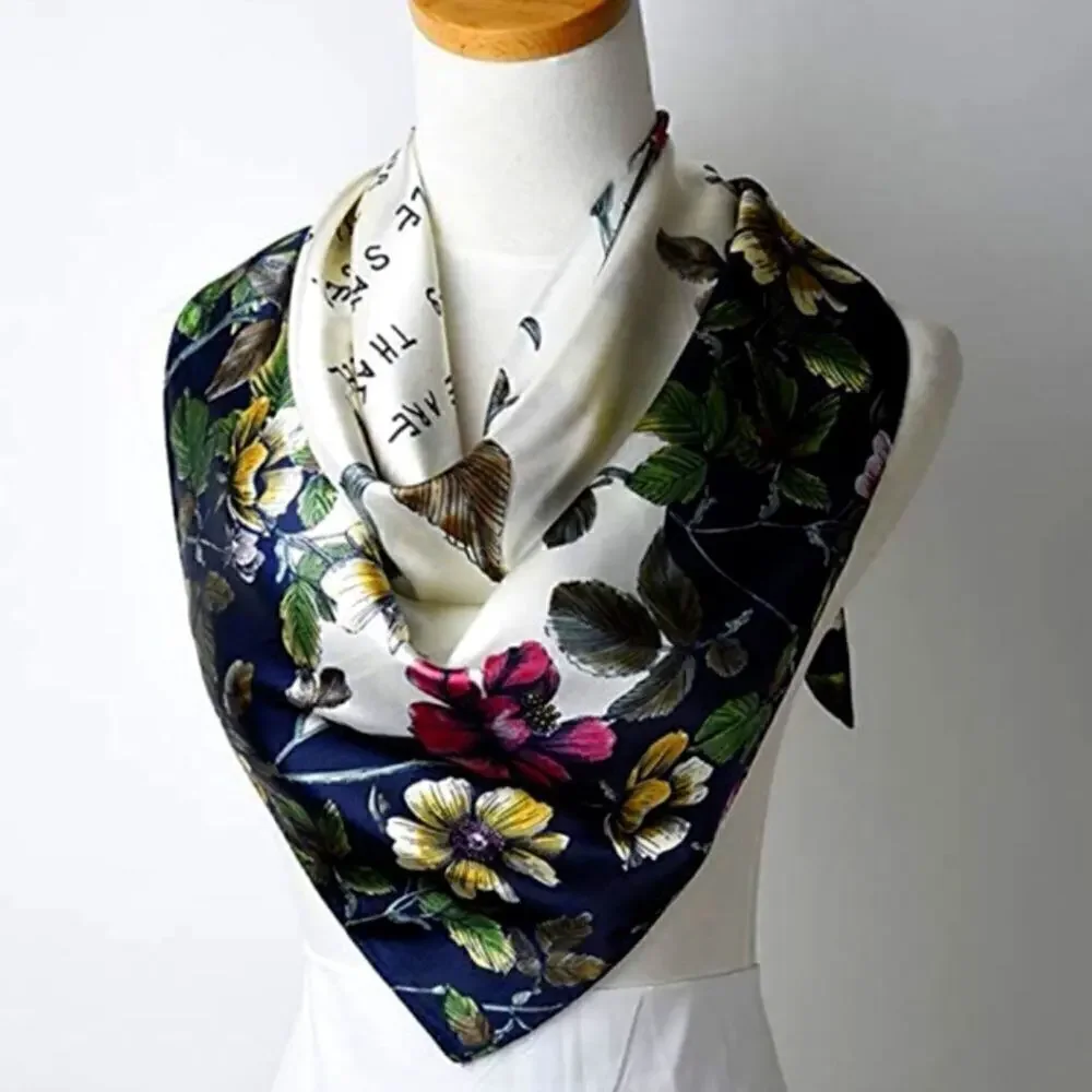 Fashion Head Scarf Headwraps for Women Silky Scarf Female Satin Print 35 x 35 in